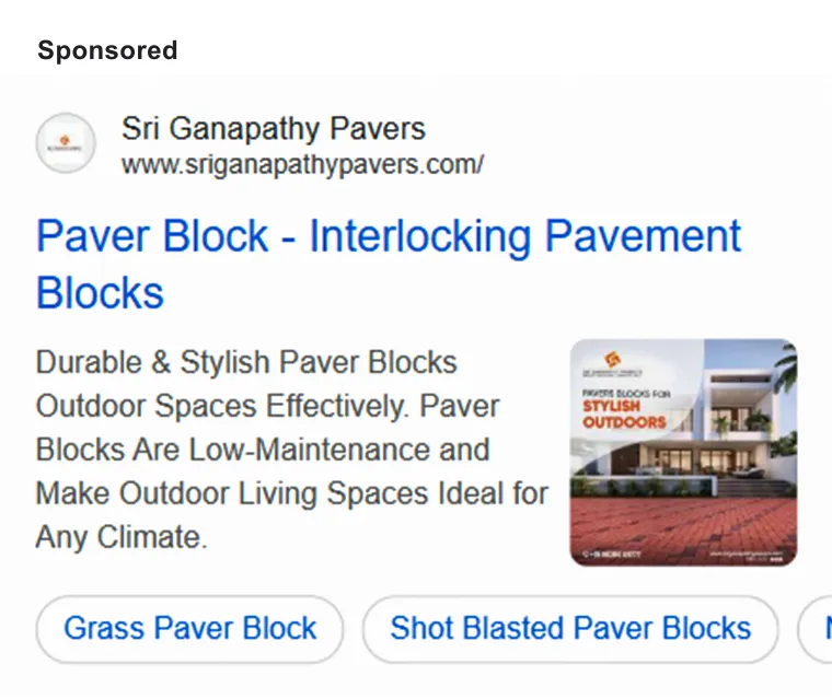 Sri Ganapathy Pavers Google Search Ads