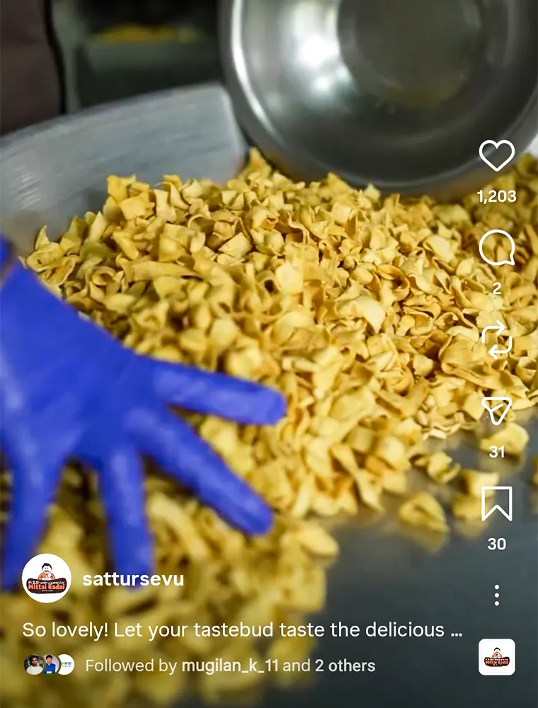 Sattur Mittai Kadai Instagram Ads creative